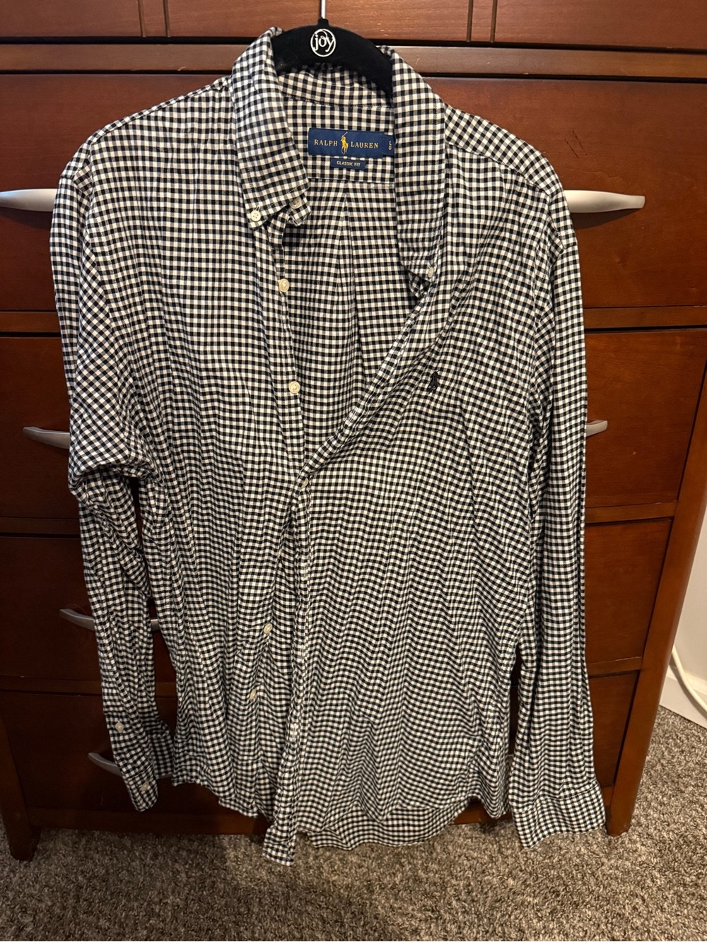Ralph Lauren Black and White Gingham Button-Down Shirt